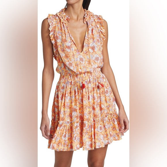 Poupette St Barth Triny Ruffle V-Neck Minidress - Picture 1 of 7